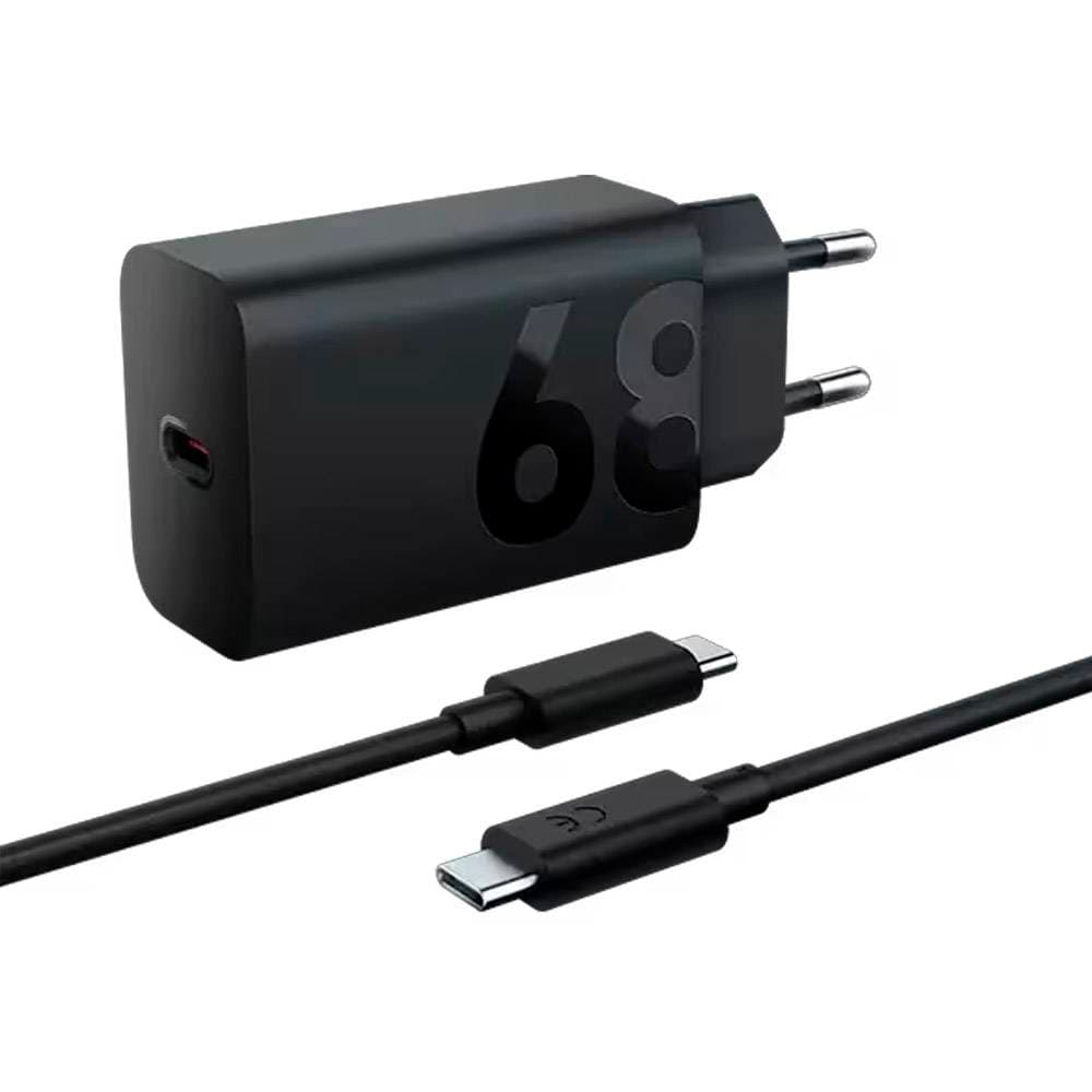 Carregador Motorola TurboPower Fast Charger 68W USB-C Preto + Cabo USB-C 1m