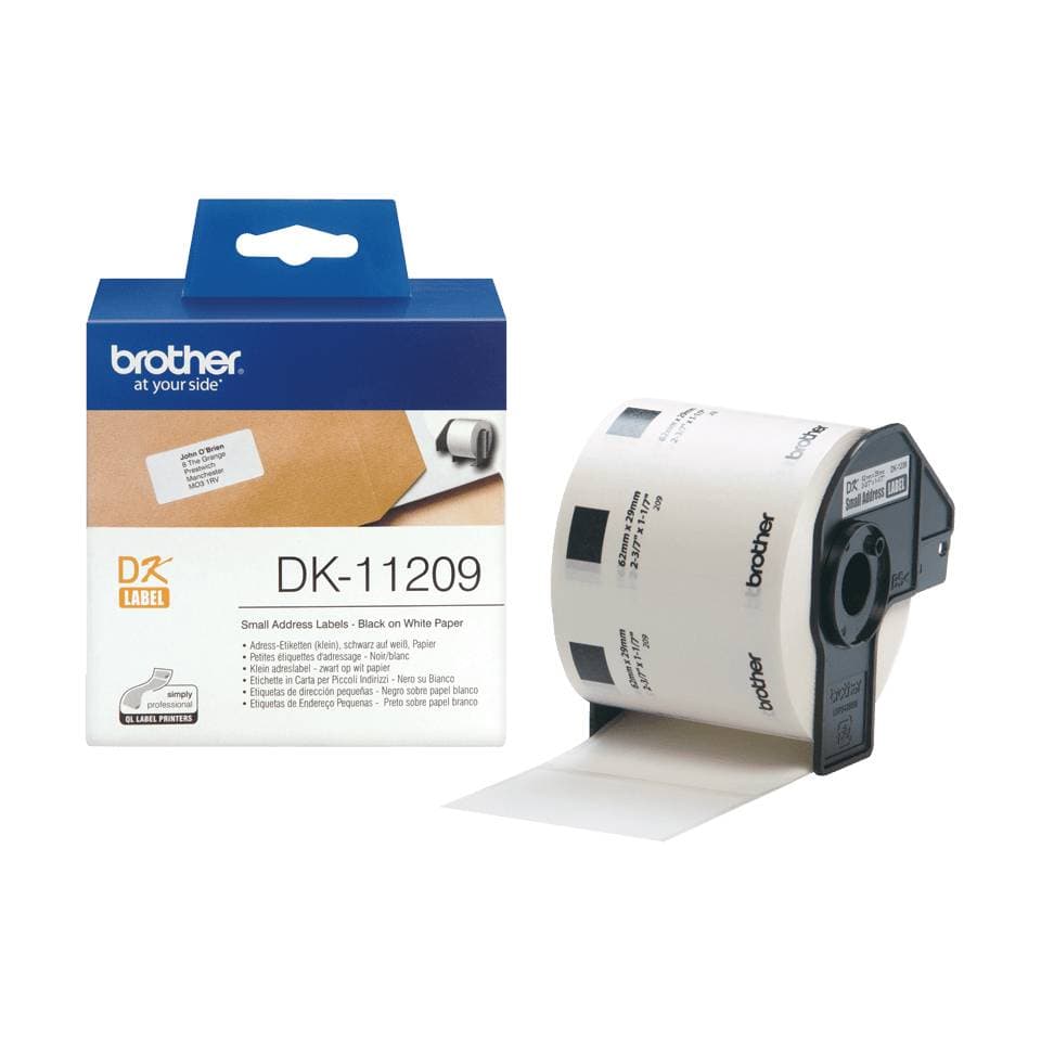 Etiquetas pré-cortadas Brother DK11209 Branco 29 x 62 mm