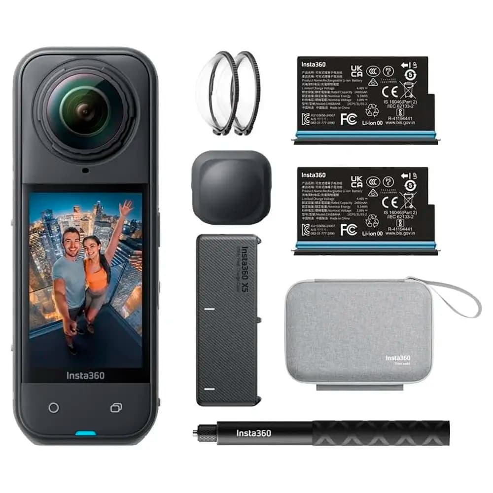 Câmara Action Cam Insta360 X5 | Vídeo 8K 30FPS | Fotografia 72MP | Wi-Fi 5 | Bluetooth 5.2 | Midnight Black (Essentials Bundle)