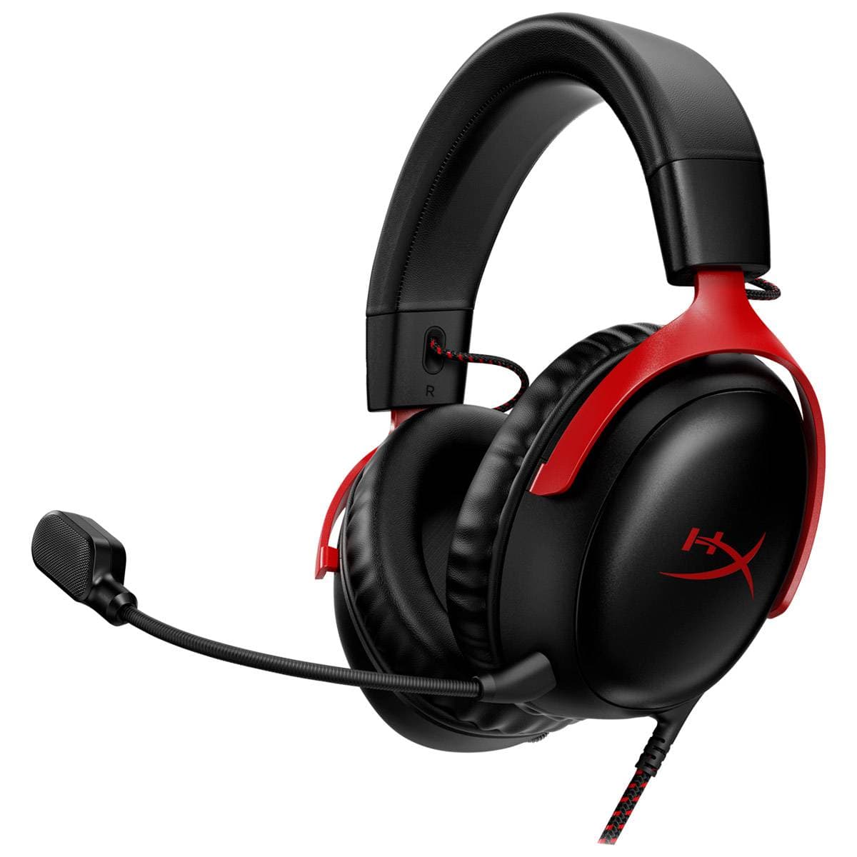 Headset HyperX Cloud III Wired Gaming DTS Spatial Audio PC, PS5, PS4, Xbox Series X|S, Xbox One, Nintendo Switch, Mac Preto/Vermelho