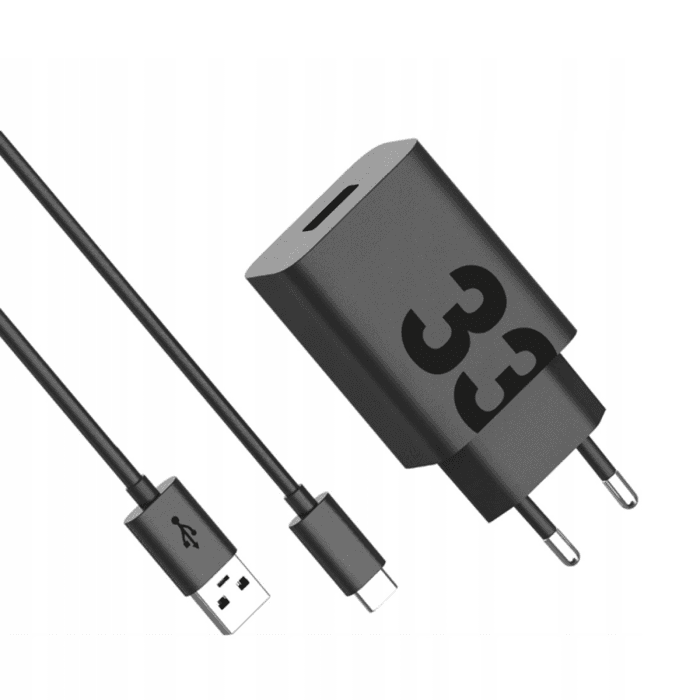 Carregador Motorola TurboPower Fast Charger 33W USB-C Preto + Cabo USB-C 1m