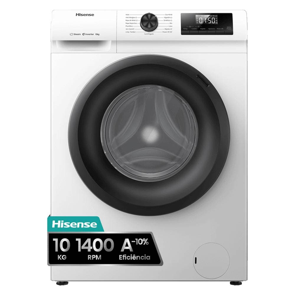 Máquina de Lavar Roupa de Livre Instalação Hisense WF1Q1041BW Serie 1Q 10Kg 1400RPM A Branca