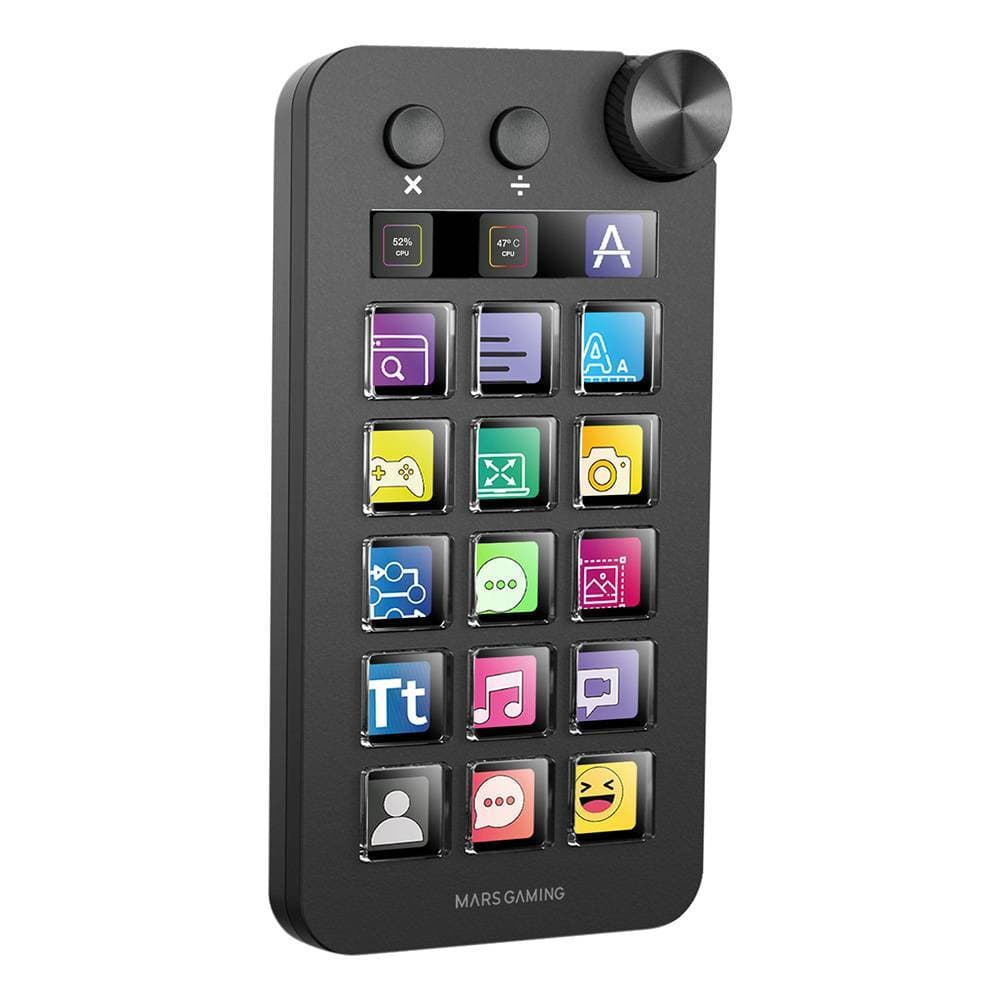 Control Deck Mars Gaming MSD-NEO | 15 Teclas Personalizáveis | 1 Dial | Faixa LCD | Type-C | Windows e Mac | Preto