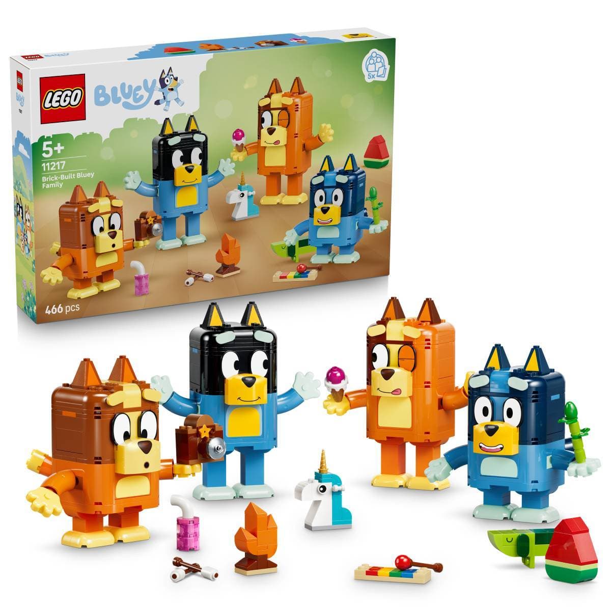 LEGO Bluey: Família da Bluey Construída com Peças | Idades 5+ | 466 Peças | Item 11217