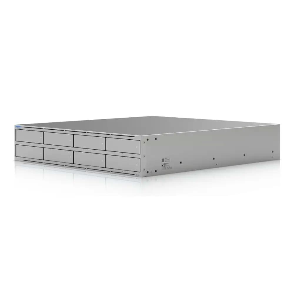 NAS Ubiquiti UNAS 8 | 8 Baías | 2 Baías NVMe p/ Cache | CPU Quad-Core | RAM 16GB | LAN 10GbE + 2x SFP+ 10GbE