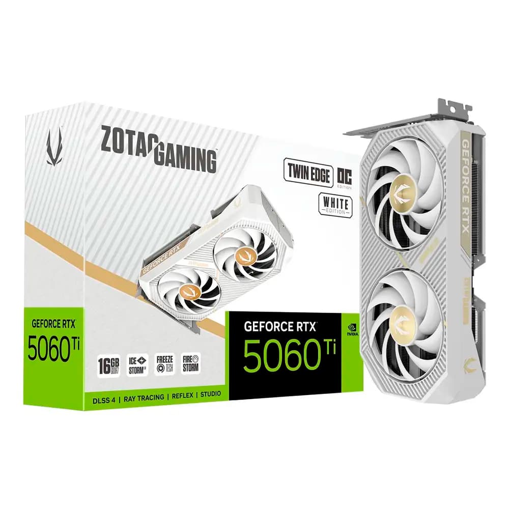 Placa Gráfica Zotac NVIDIA GeForce RTX 5060 Ti "Blackwell" Twin Edge OC White Edition 16GB GDDR7 DLSS4