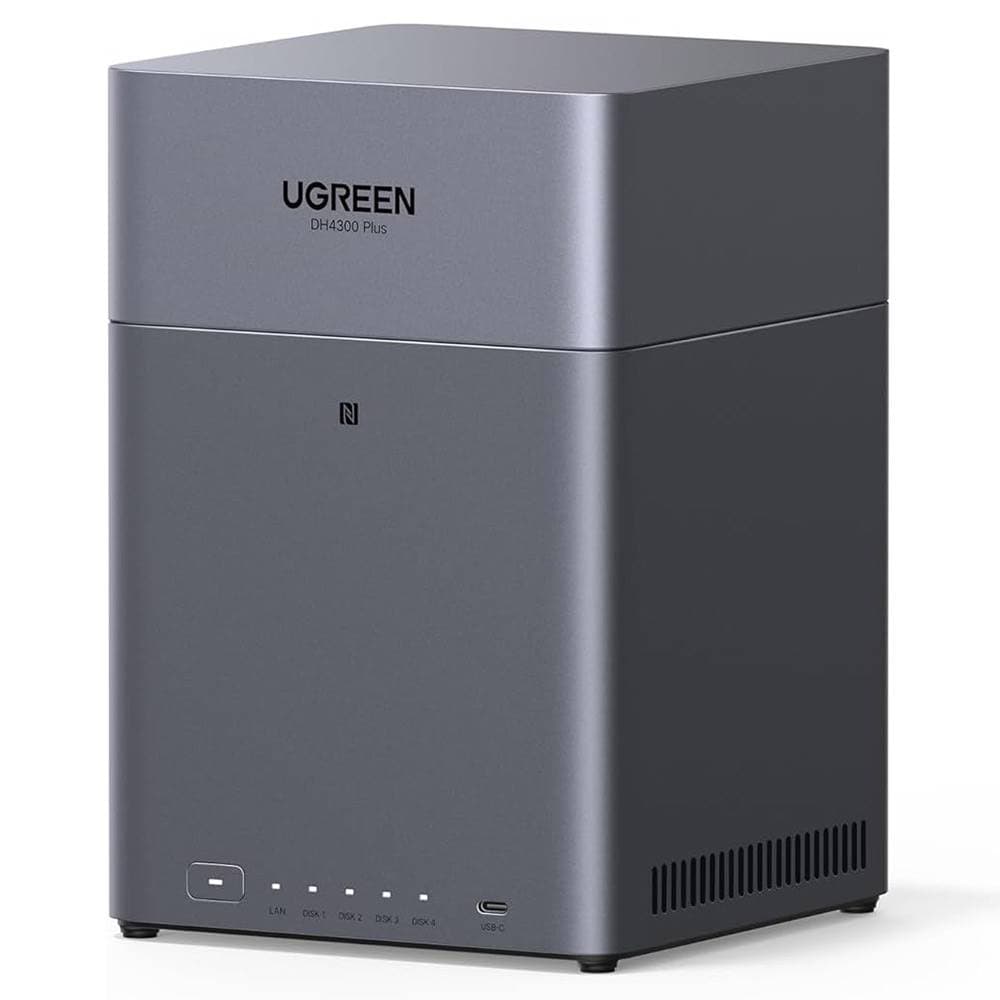 NAS UGREEN NASync DH4300 Plus | 4 Baías | CPU Rockchip RK3588 | eMMC 32GB | RAM 8GB | 4x SATA | LAN 1x 2.5GbE