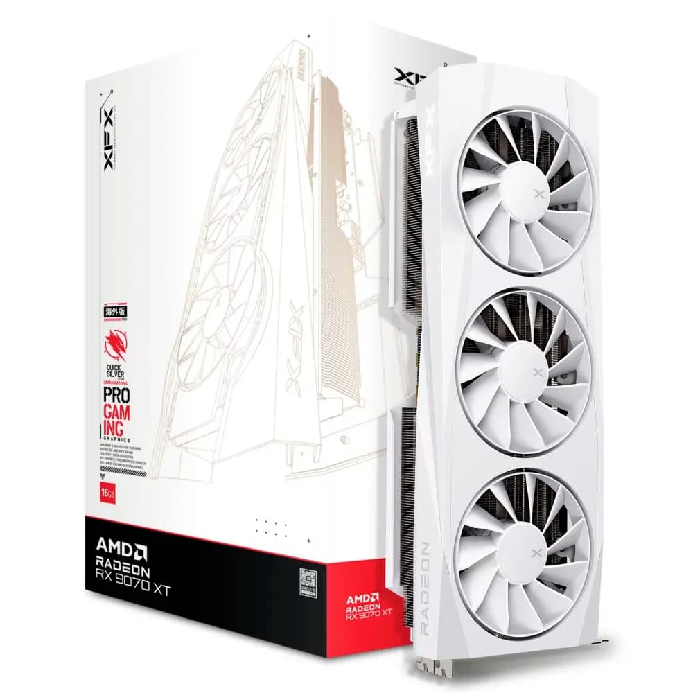 Placa Gráfica XFX AMD Radeon RX 9070 XT "RDNA 4" Quicksilver White Gaming Edition 16GB GDDR6