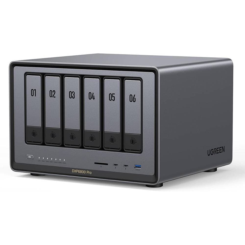 NAS UGREEN NASync DXP6800 Pro | 6 Baías | CPU Intel Core i5-1235U | SSD 128GB | RAM 8GB | 6x SATA | 2x M.2 SSD | LAN 2x 10GbE