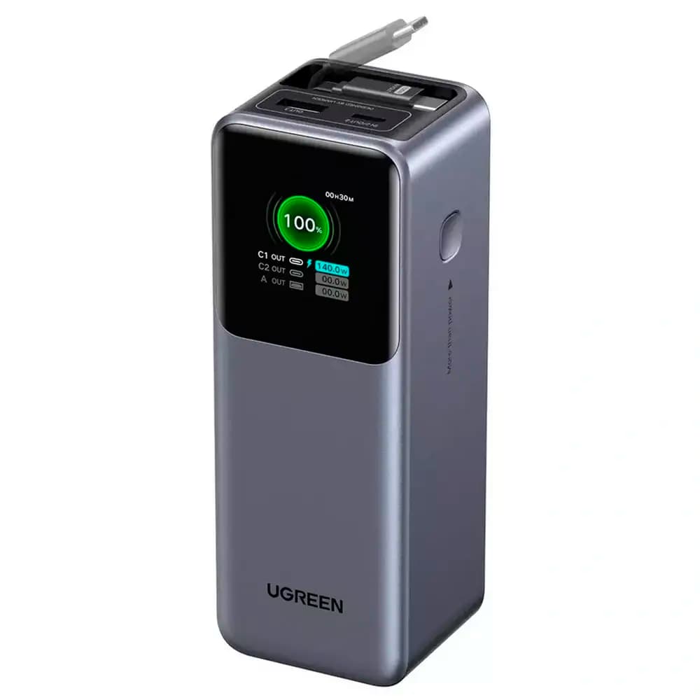 Powerbank UGREEN PB726 Nexode PD 165W 20000mAh com Cabo Retrátil Fast Charging Cinza