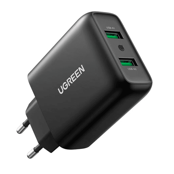 Carregador UGREEN CD161 36W 2x USB-A Fast Charger Preto