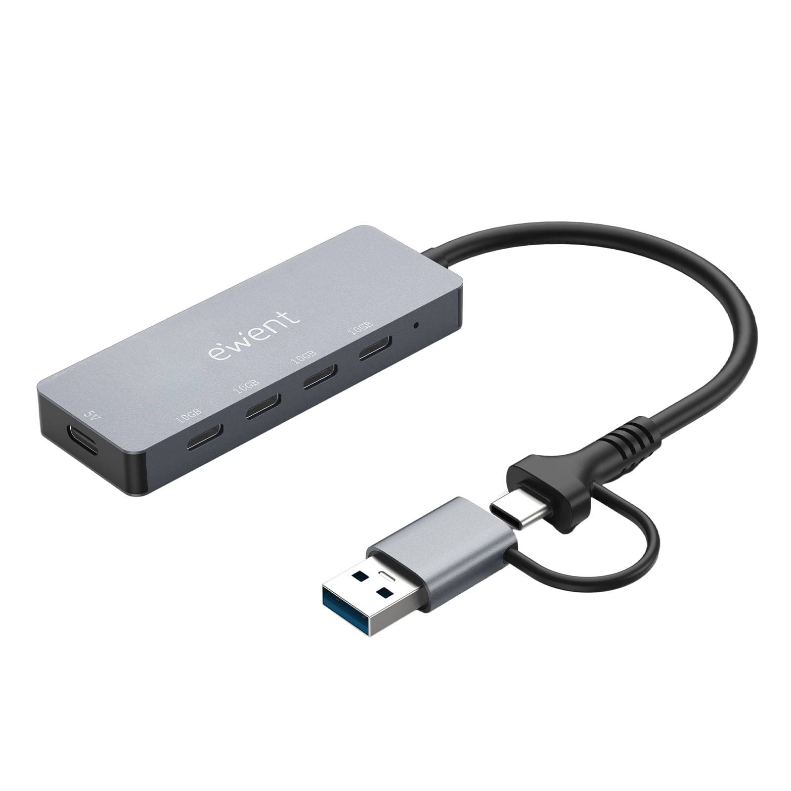 Hub USB-A/C Ewent EW1151 4 Portas USB‑C 3.2 Gen 2 c/ Alimentação Cinza