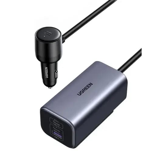 Carregador de Isqueiro + Carregador Banco Traseiro UGREEN Car Charger + Charging Hub 150W 3x USB-C + 1x USB-A Preto/Cinza