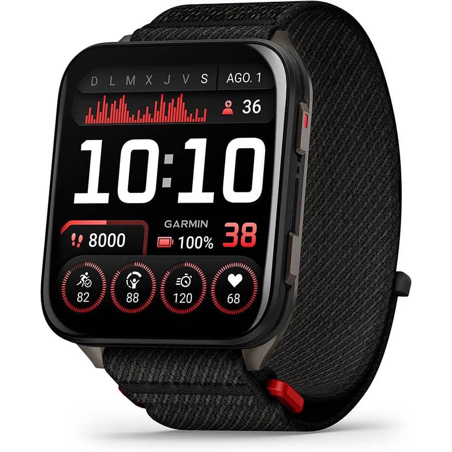 Smartwatch Garmin Venu X1 Preto com Caixa Titânio Ardósia e Bracelete Preta em Nylon ComfortFit