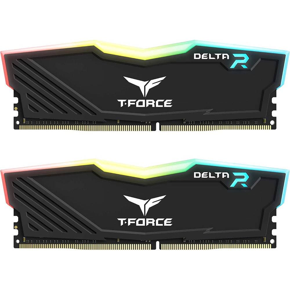 Memória RAM UDIMM TEAMGROUP T-Force Delta RGB 32GB (2x16GB) DDR4-3200MHz (Intel XMP) CL16 (16-20-20-40) 1.35V Preta