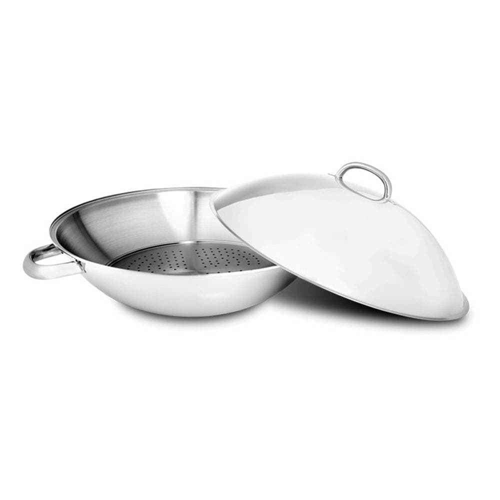 Wok Antiaderente Silampos Europa 7.6L 36cm x 10.2cm Aço Inox com Asas e Grelha