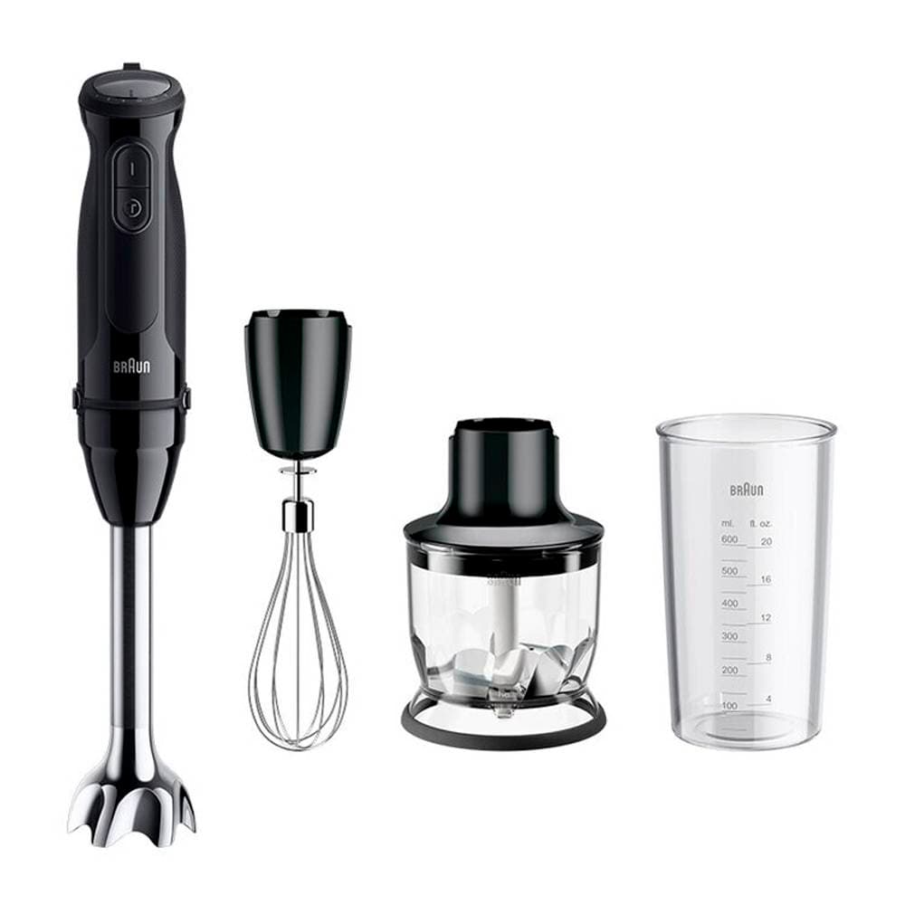 Varinha Mágica Braun MQ50202M BK 1000W 350ml Preta + Copo Medidor + Batedor de Claras + Tigela Picadora
