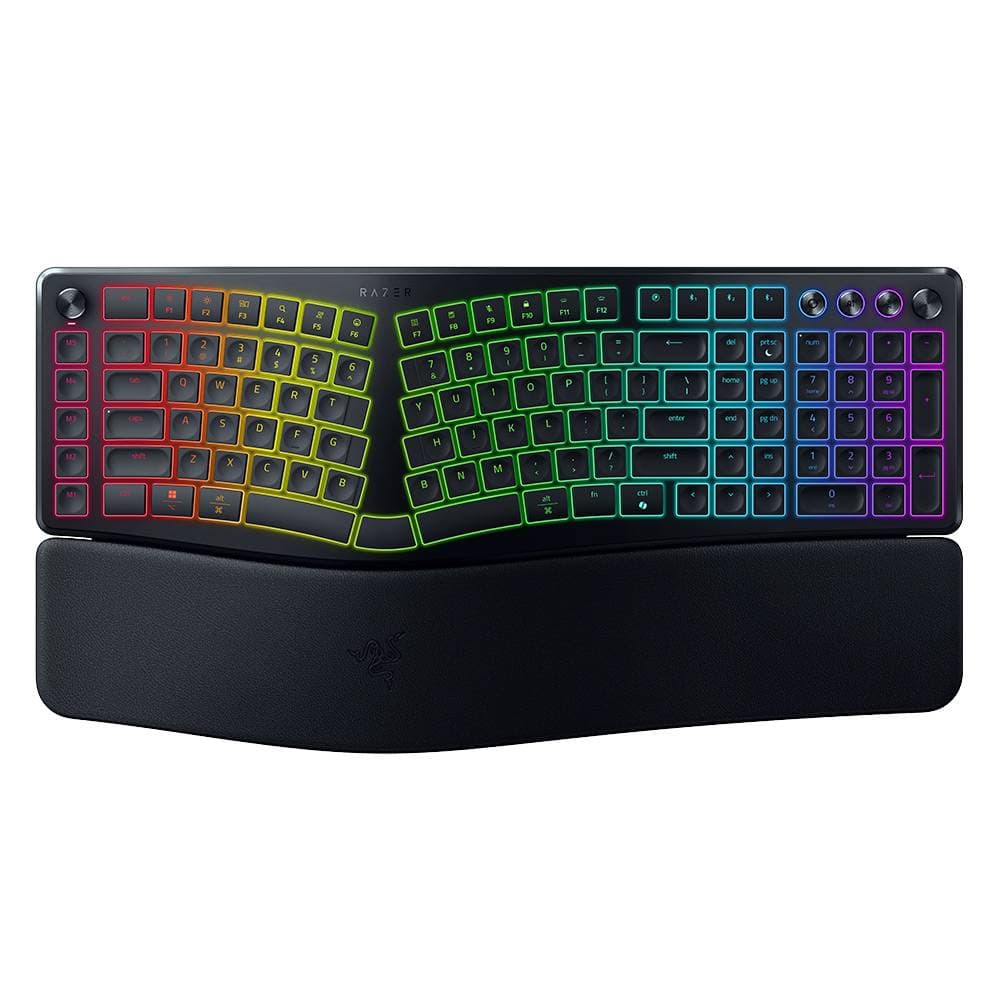Teclado Membrana Razer Pro Type Ergo Chroma RGB Wireless Split Ergonomic Scissor Switch US Preto