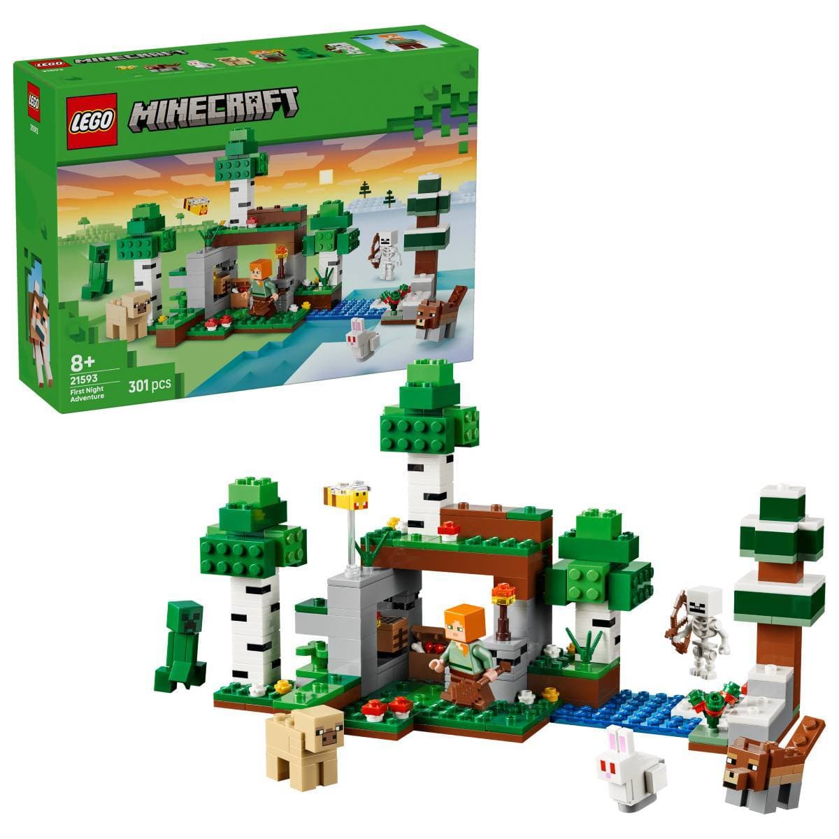 LEGO Minecraft: Aventura da Primeira Noite | Idades 8+ | 301 Peças | Item 21593