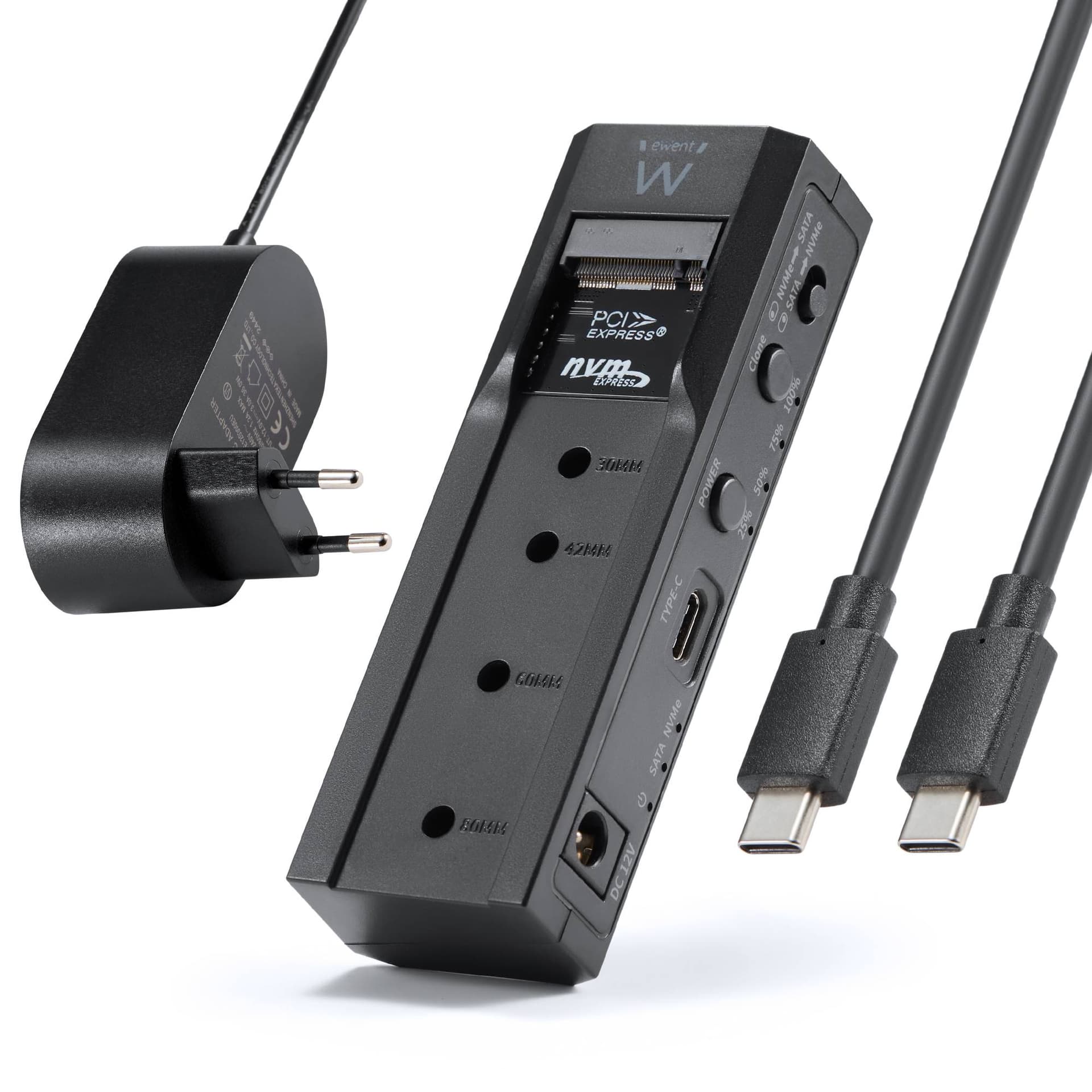 Dock Station Ewent EW7065 USB 3.2 Gen2 Dual Bay SSD/NVMe Clone/Convesor para 2.5"/3.5" SATA