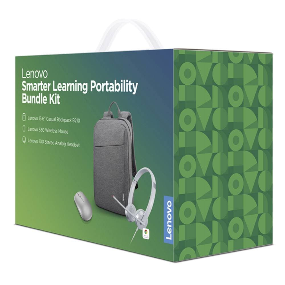 Bundle Lenovo Smarter Learning Portability Mochila B210 15.6" Cinza + Headset 100 Prateado + Rato Óptico 530 Wireless Prateado