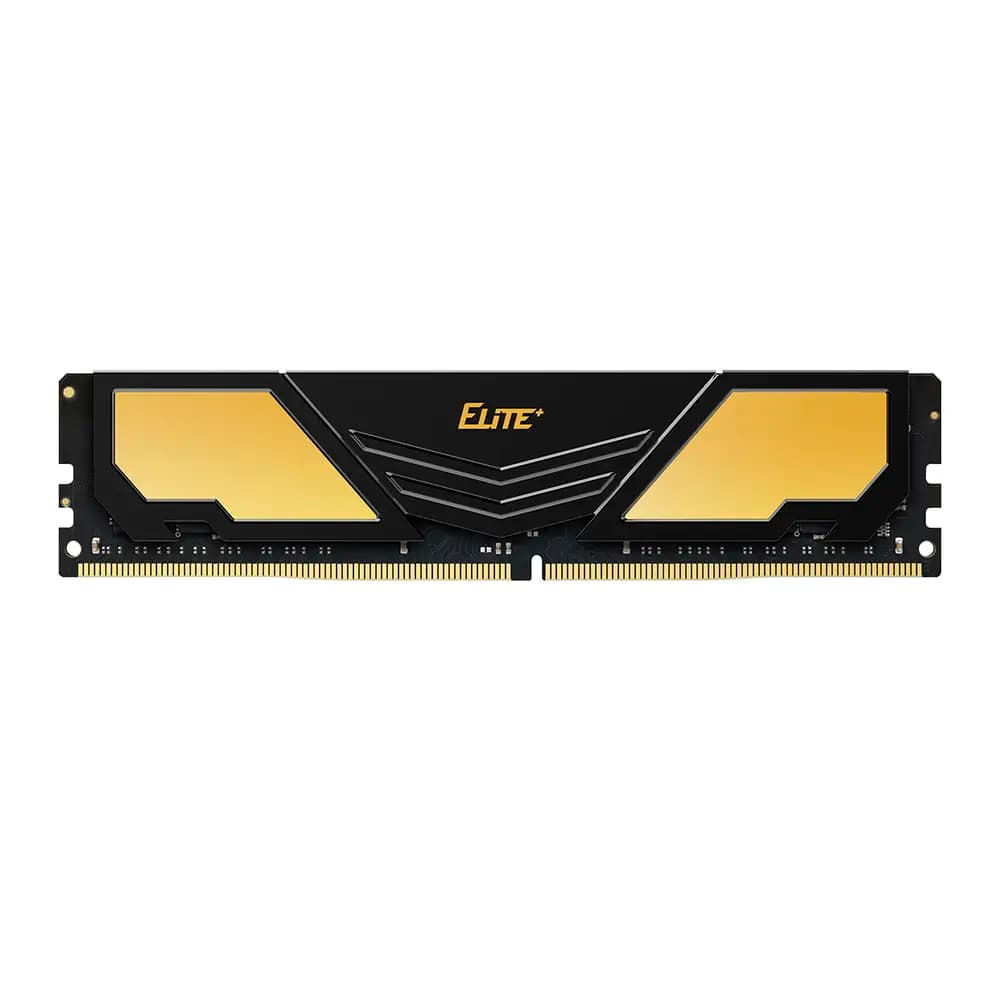 Memória RAM UDIMM TEAMGROUP Elite Plus 16GB (1x16GB) DDR4-3200MHz CL22 (22-22-22-52) 1.20V Preta/Dourada