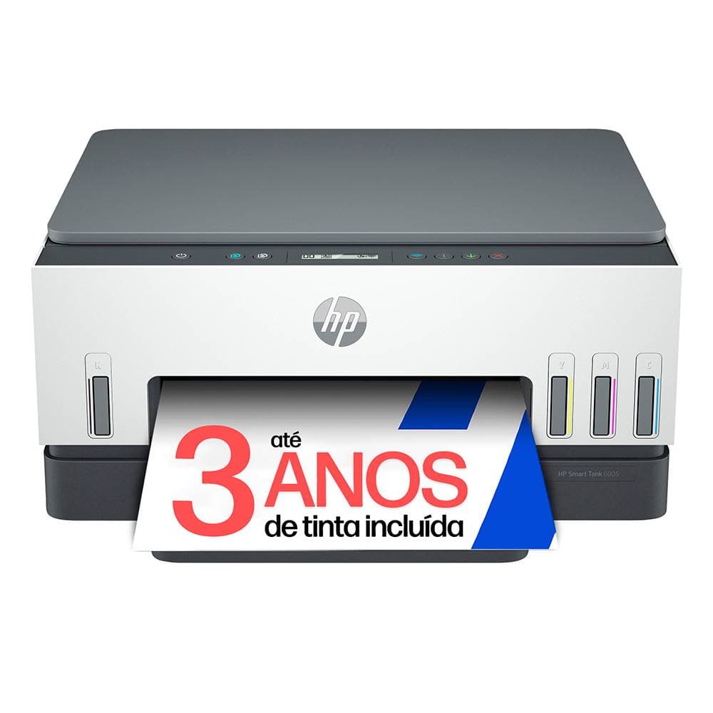 Impressora Jato de Tinta HP Smart Tank 6005 Multifunções (Impressão, Cópia, Digitalização), Duplex Auto, Wireless