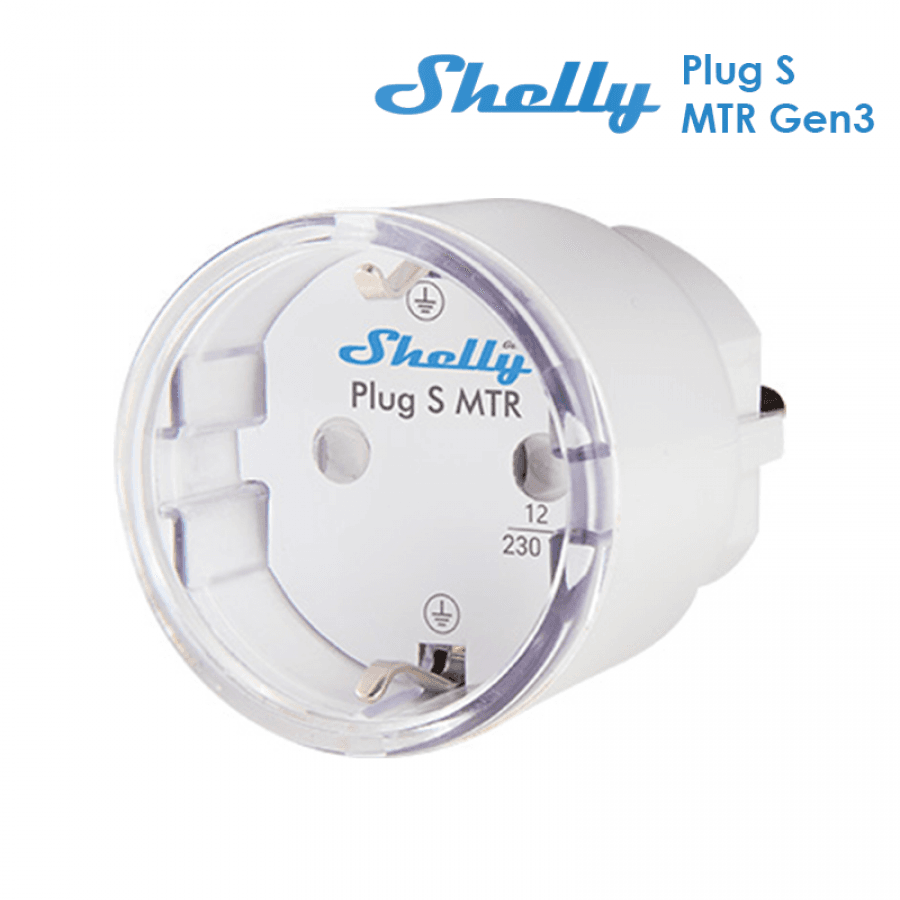 Tomada Inteligente Shelly Plug S MTR Gen3 WiFi Matter 230VAC (12A 2500W) Branca c/ Medidor Consumo