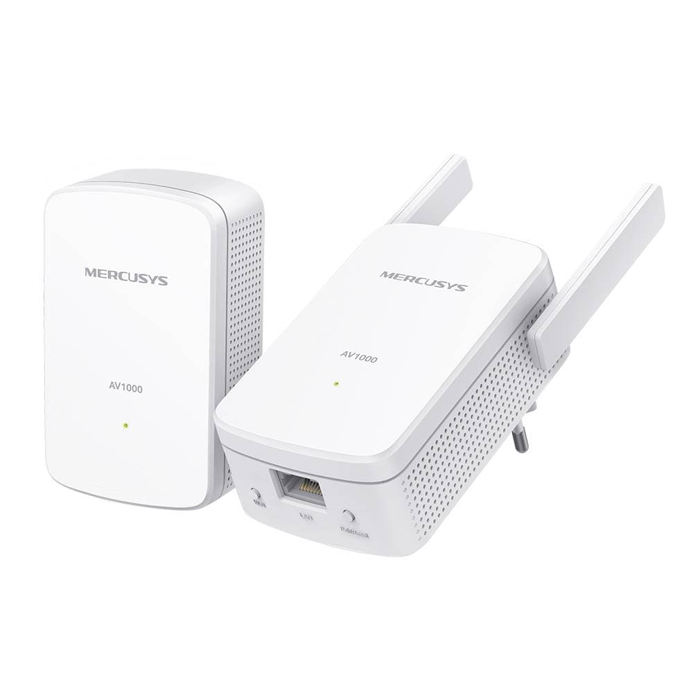 Kit Adaptador Powerline Mercusys MP510 KIT AV1000 Homeplug AV2 Gigabit Wi-Fi 300Mbps