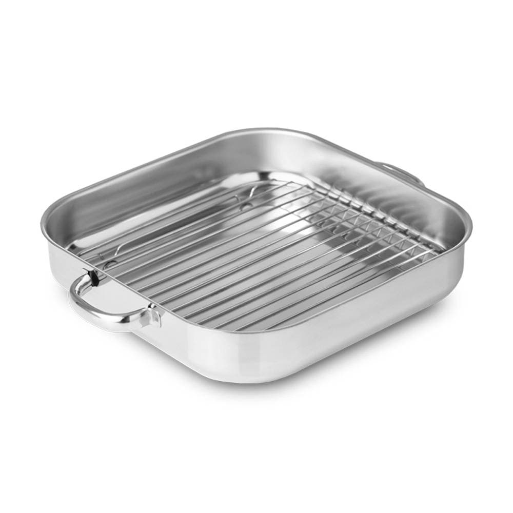 Tabuleiro Silampos Europa 27cm x 27cm Aço Inox com Asas e Grelha