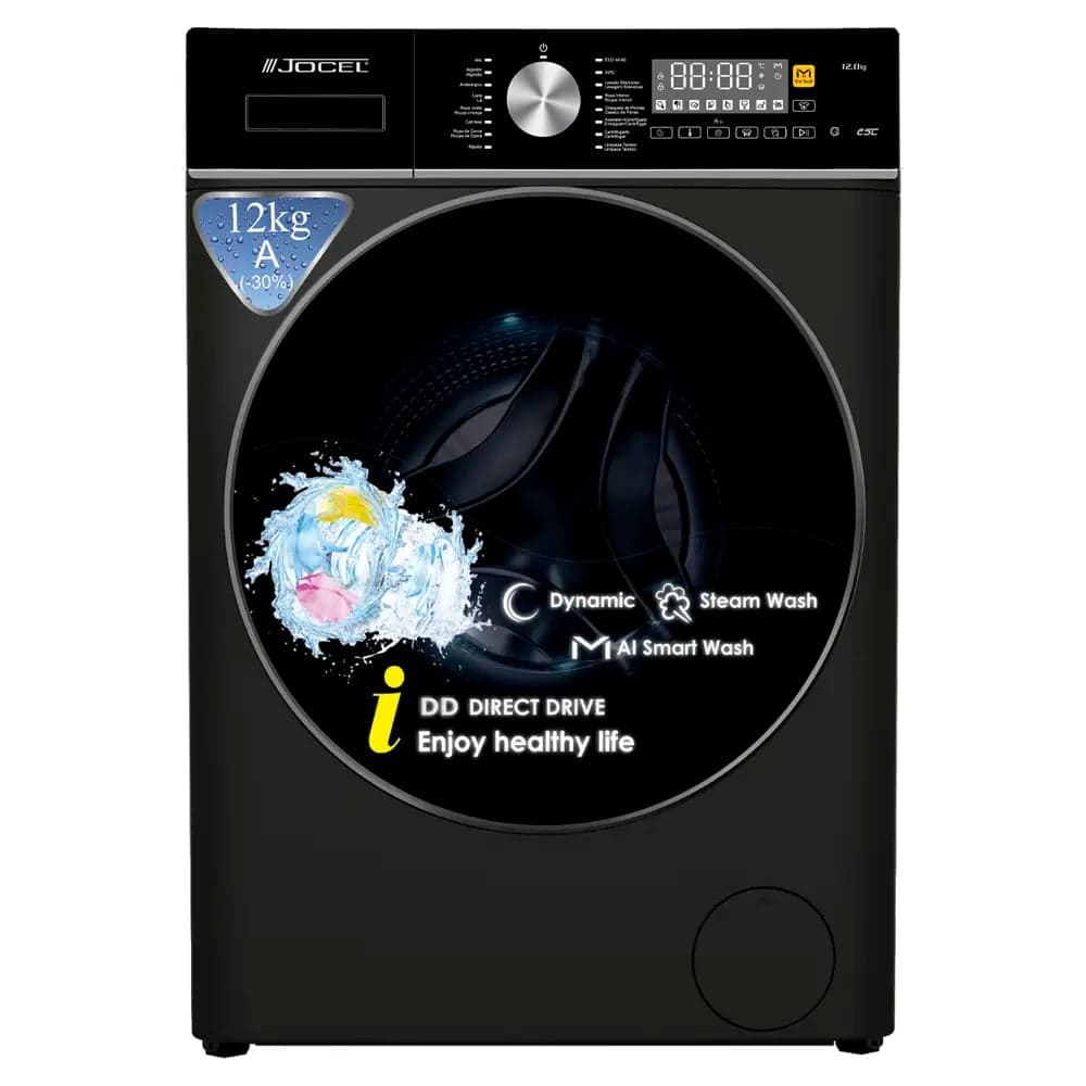 Máquina de Lavar Roupa de Livre Instalação Jocel JLR015006 12Kg 1400RPM A Inox Preta