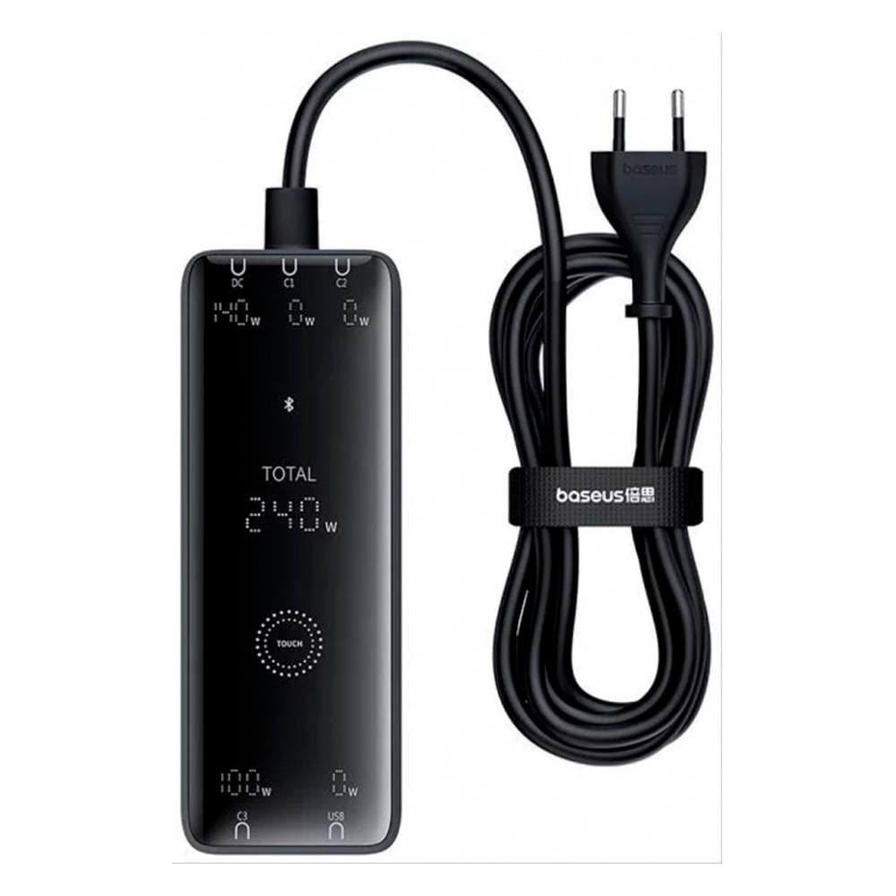 Carregador Baseus Digital Charger GaN 240W 3x USB-C + USB-A + DC Preto