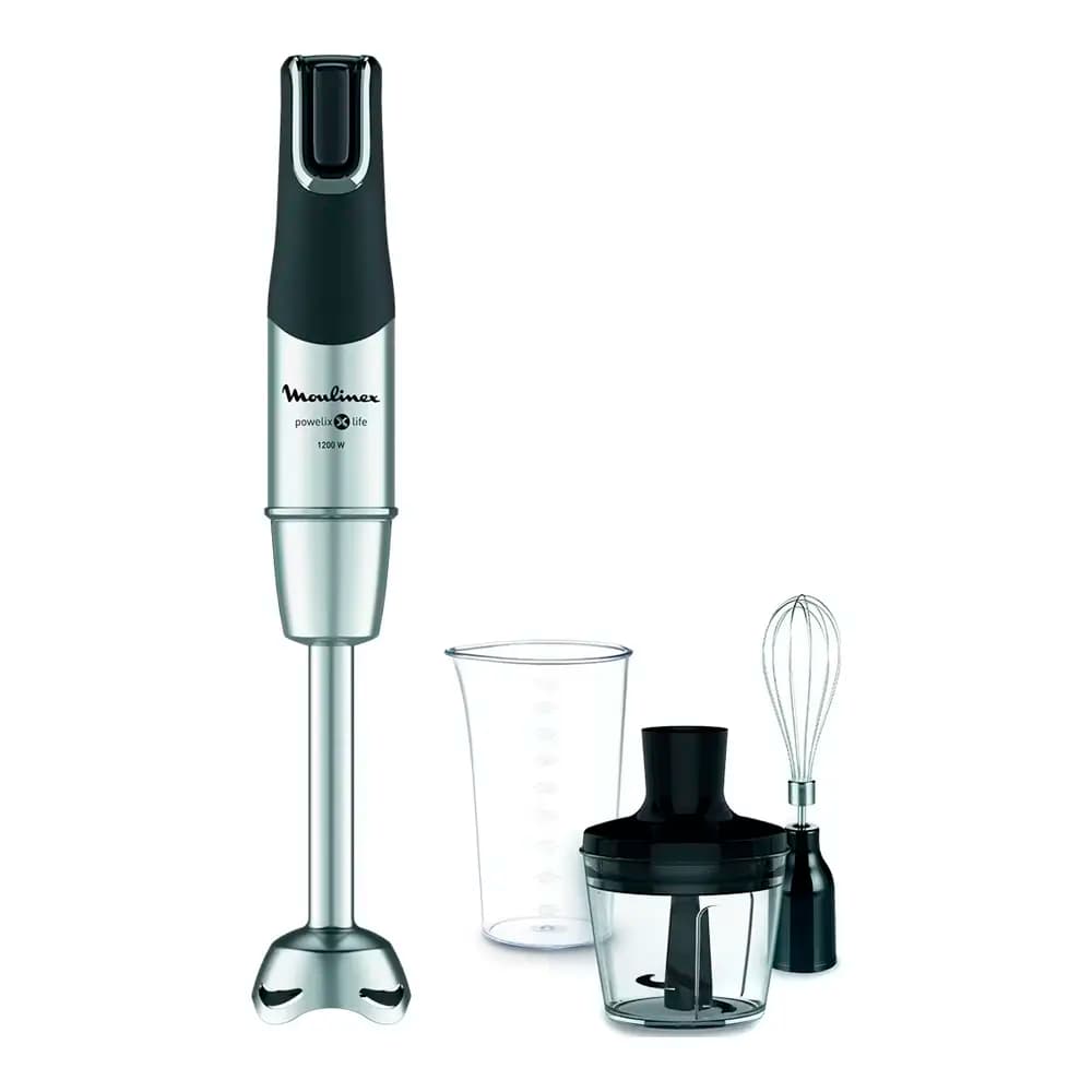 Varinha Mágica Moulinex DD953D10 InfinityForce Pro 3-em-1 1200W Preta/Inox + Copo Medidor + Picador + Batedor
