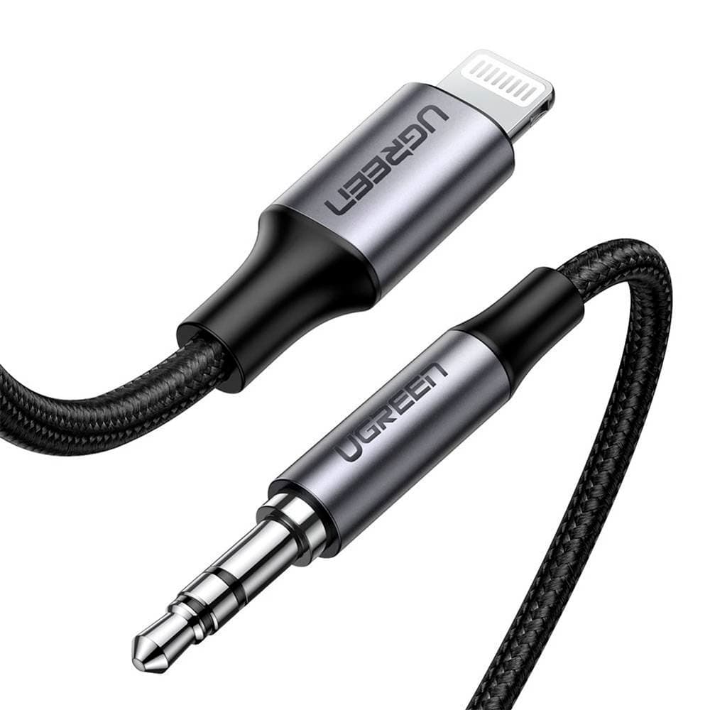 Cabo Adaptador UGREEN US315 Lightning MFi para Jack 3.5mm 1m Preto