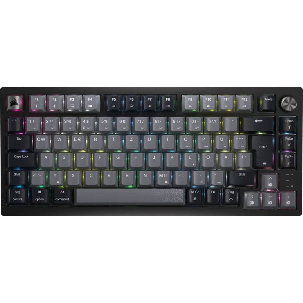 Teclado Mecânico Corsair K65 Plus Wireless 75% RGB RF 2.4GHz / Bluetooth Gaming Corsair Red Linear Switches US Preto