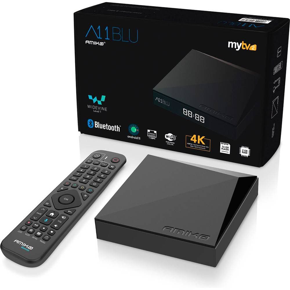 Box IPTV Android OTT Amiko A11 Blu 2GB/16GB 4K 2160p MyTV 3