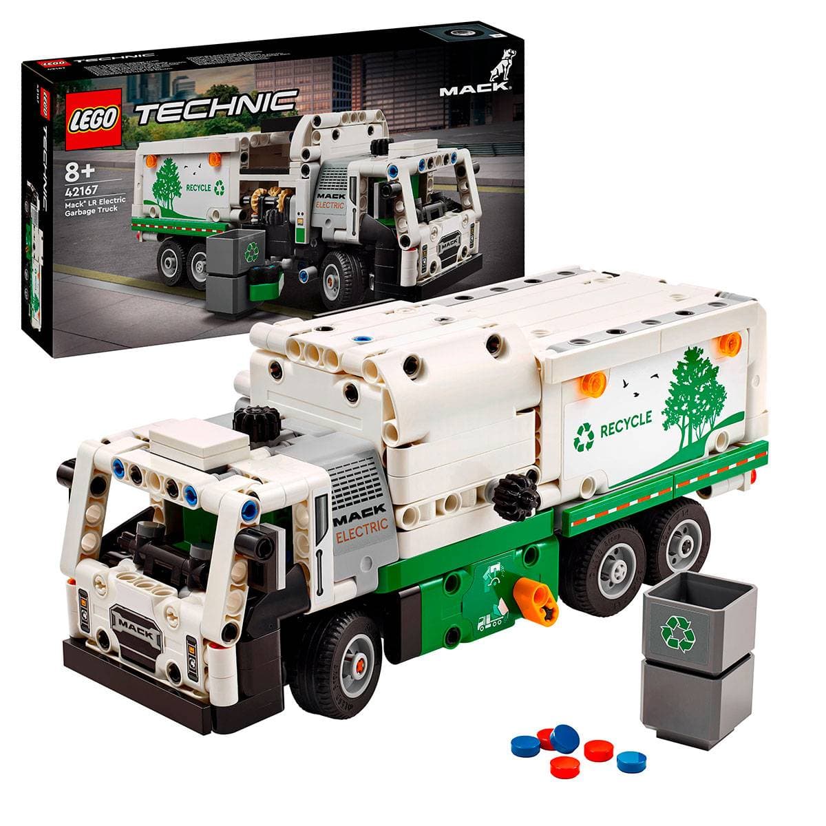 LEGO Technic: Camião do Lixo Mack® LR Electric | Idades 8+ | 503 Peças | Item 42167