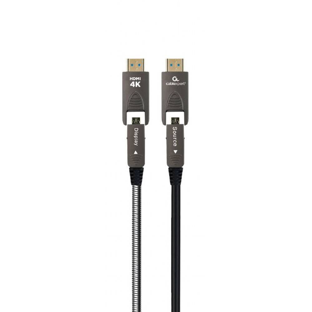 Cabo Ótico Ativo HDMI-D 2.0 Gembird CCAP-HDMIDD-AOC-30M AOC Armored Series c/ Ethernet para HDMI-A 4K 60Hz 30m Preto