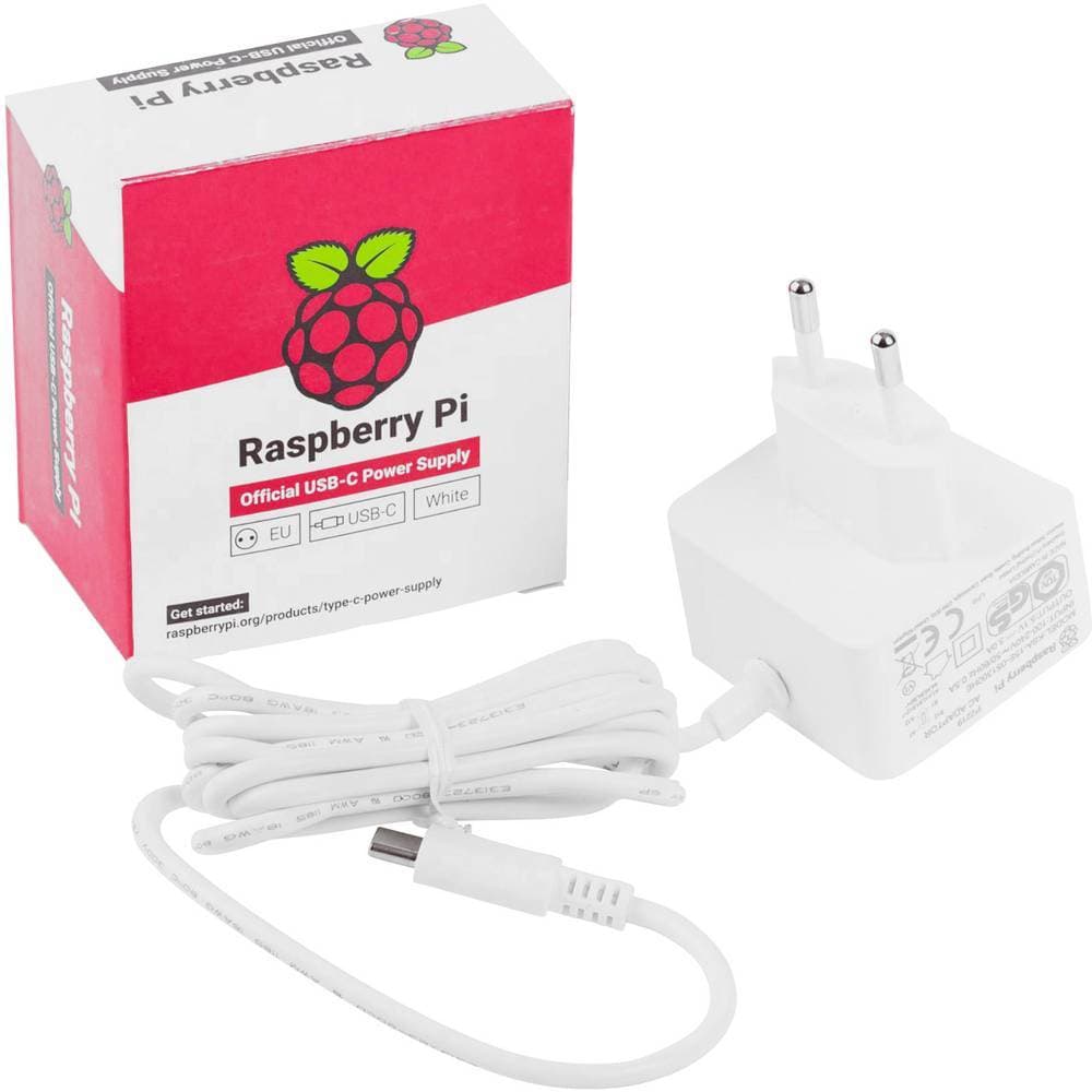 Adaptador de Alimentação Oficial Raspberry Pi USB-C (230VAC-5.1VDC) 3A 15.3W Branco para Raspberry Pi 4