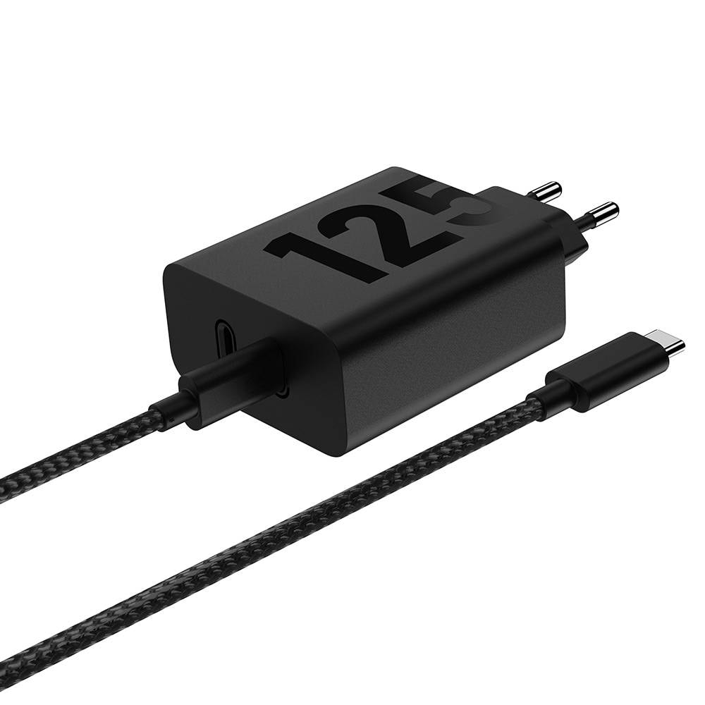 Carregador Motorola TurboPower 125W Duo USB-C GaN Super Fast Charging Preto + Cabo USB-C 2m