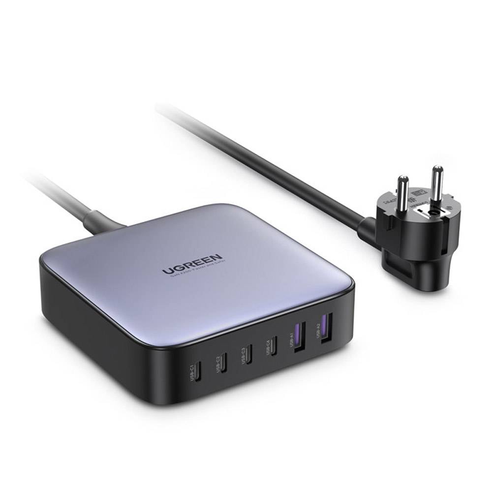 Carregador UGREEN CD271 GaN 200W Dual USB-C/USB-A 6-Port Desktop Charger Cinza