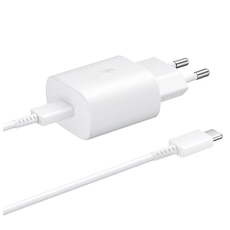 Carregador Samsung EP-TA800 25W USB-C Super Fast Charging Branco + Cabo USB-C 1m
