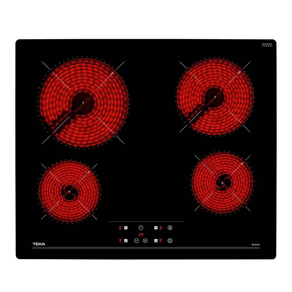 Placa de Cozinha Vitrocerâmica Teka Hob TB 6415 60cm 4 Zonas 6300W Preta
