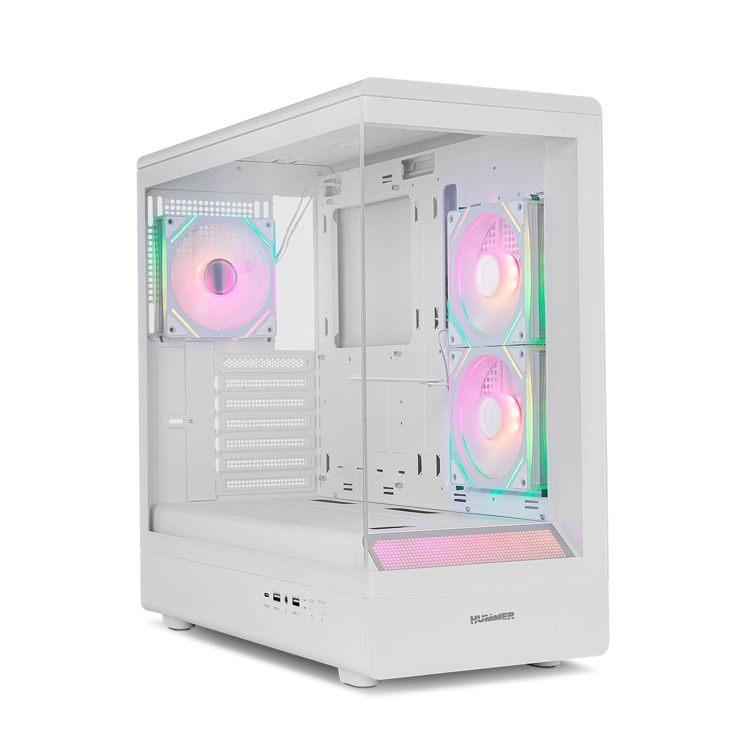 Caixa ATX Nox Hummer Signal ARGB Frameless Tempered Glass Branca