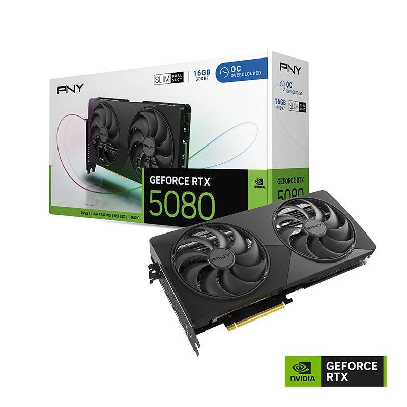 Placa Gráfica PNY NVIDIA GeForce RTX 5080 "Blackwell" Dual Fan Slim OC 16GB GDDR7 DLSS4