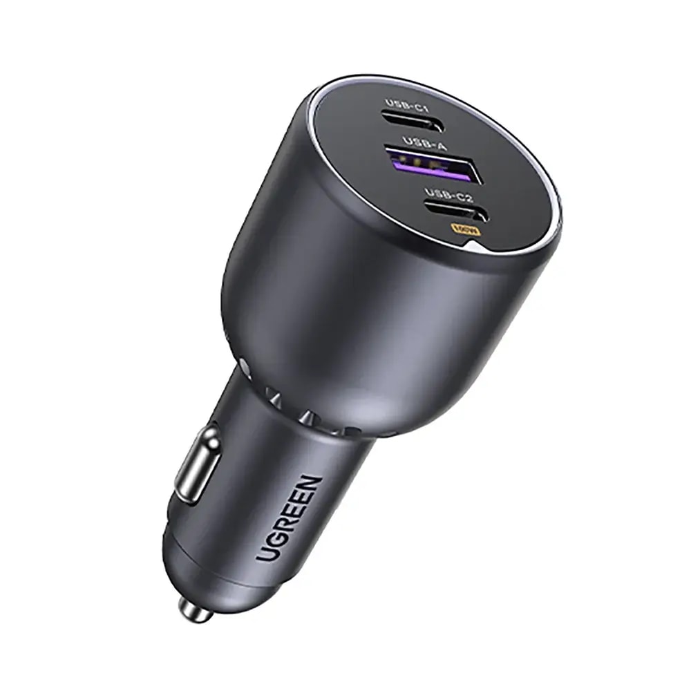 Carregador de Isqueiro UGREEN EC705 130W 2x USB-C + 1x USB-A  Fast Car Charger Preto