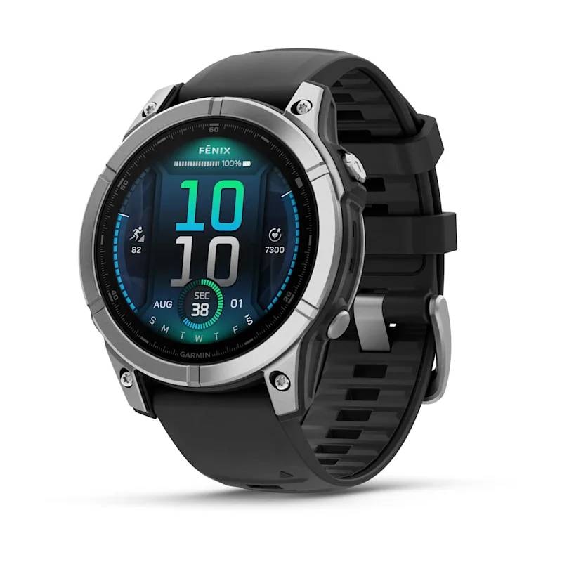 Smartwatch Garmin Fēnix E 47mm Amoled Aço Inoxidável com Bracelete Preta em Silicone