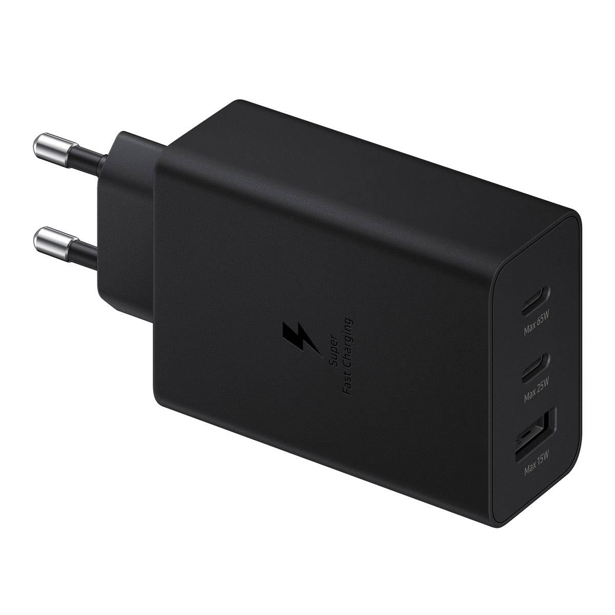 Carregador Samsung EP-T6530 65W Trio 2x USB-C + 1x USB-A Super Fast Charging Preto (Sem Cabo)