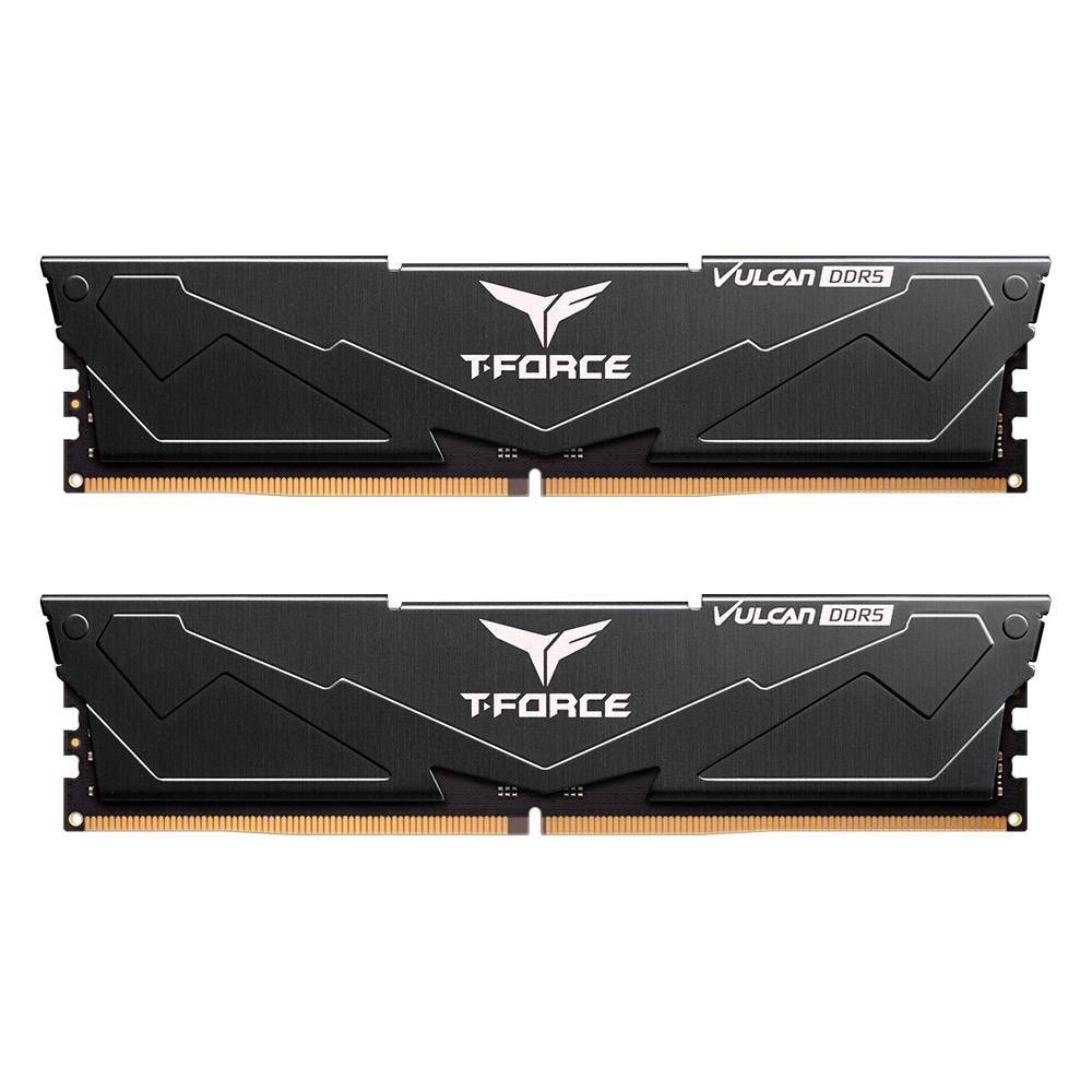 Memória RAM UDIMM TEAMGROUP T-Force Vulcan 32GB (2x16GB) DDR5-6400MHz (AMD Expo/Intel XMP) CL32 (32-39-39-84) 1.35V Preta