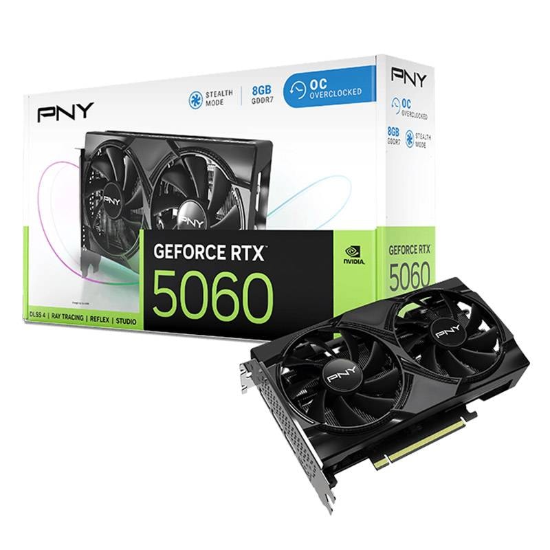 Placa Gráfica PNY NVIDIA GeForce RTX 5060 "Blackwell" Dual Fan OC 8GB GDDR7 DLSS4